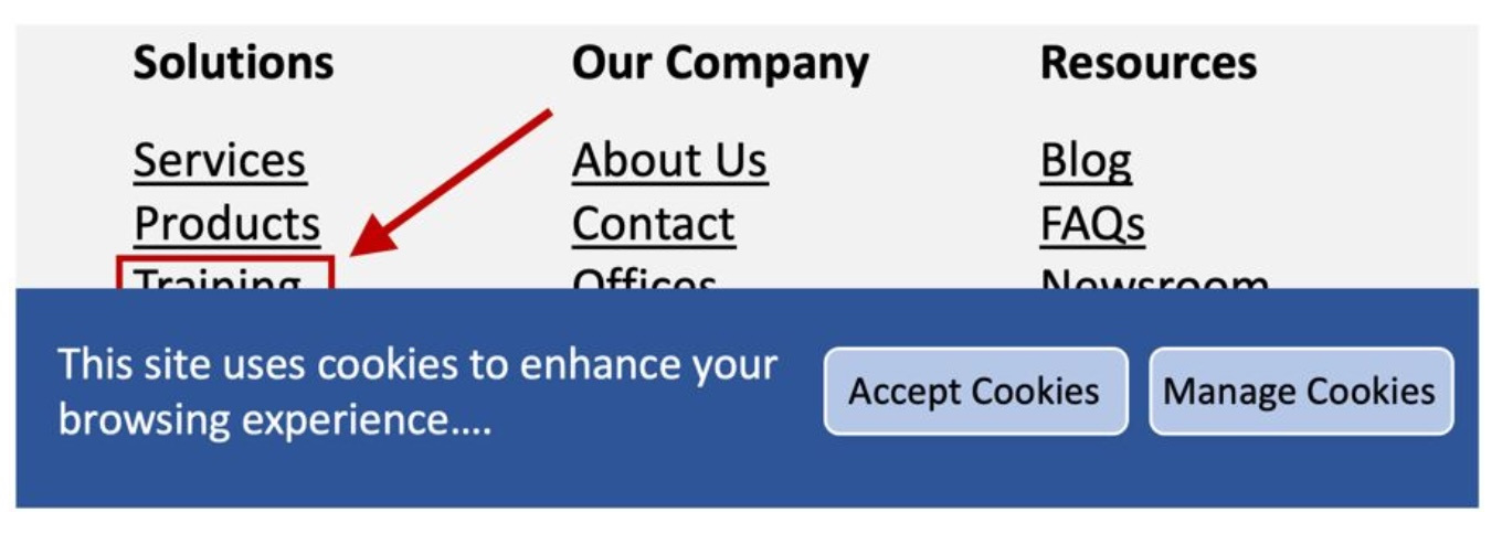 Esempio di un elemento con focus parzialmente oscurato ma ancora visibile agli utenti