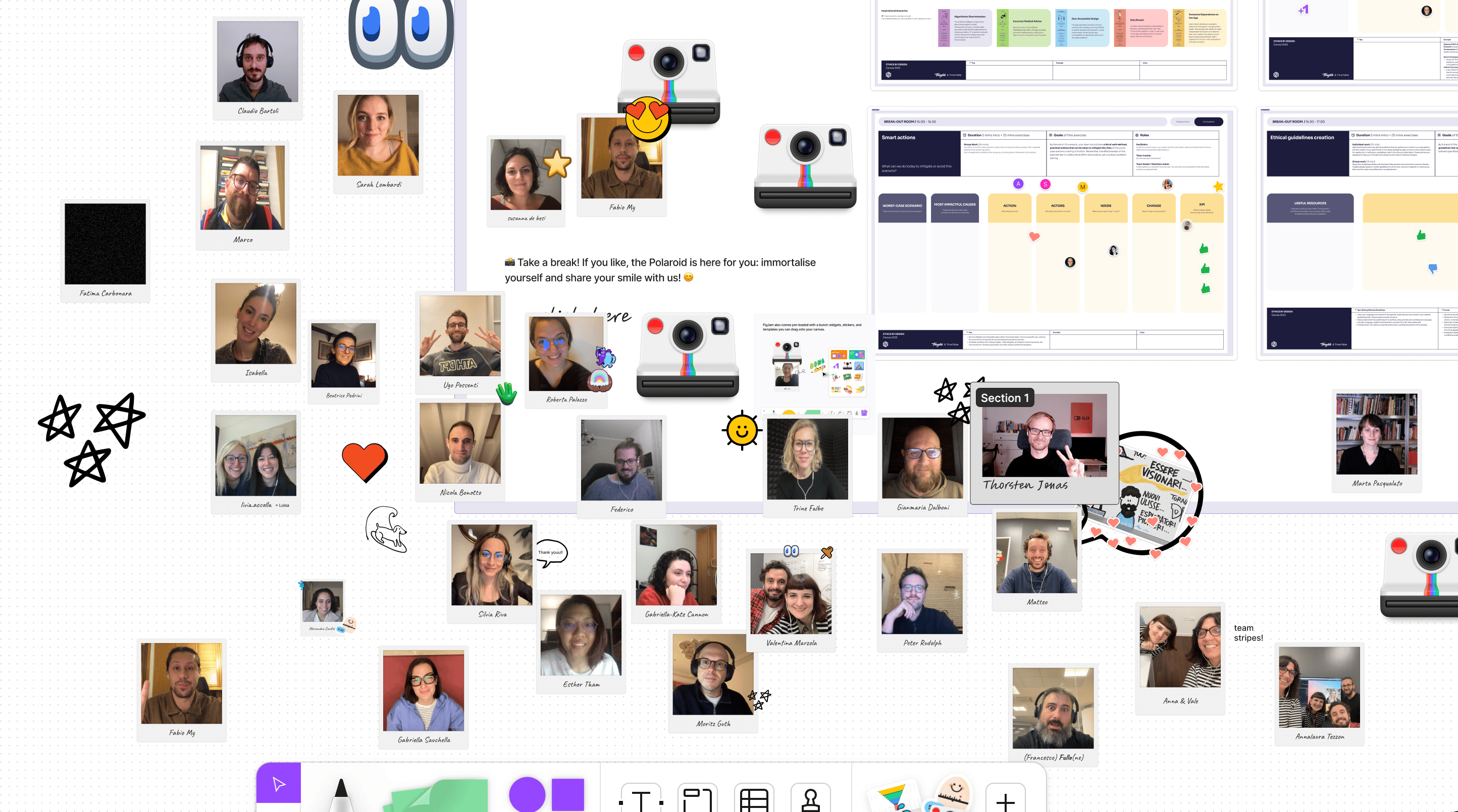 Screenshot della board finale di FigJam del workshop 